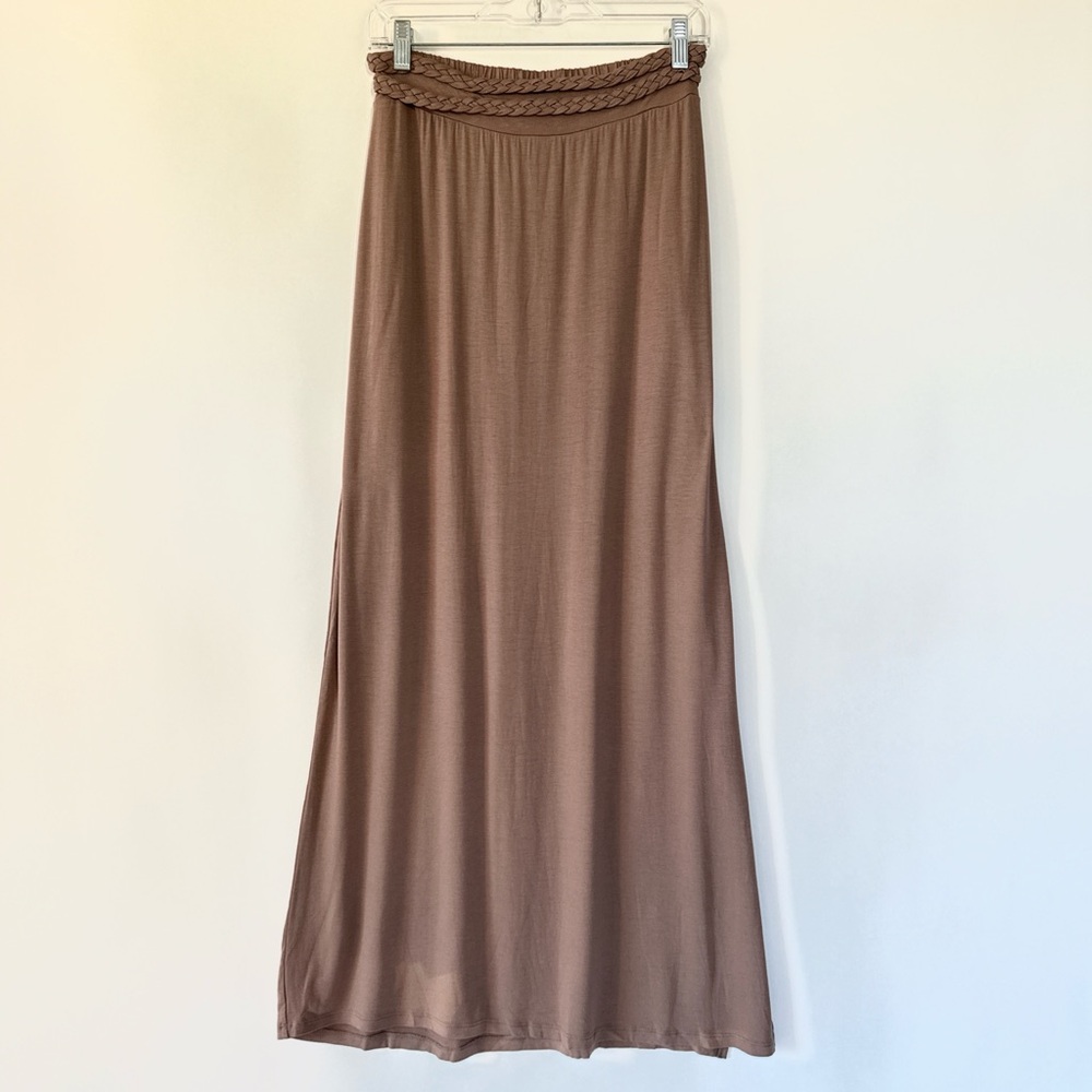 Simply Noelle Braided-Waist Maxi Skirt in Brown